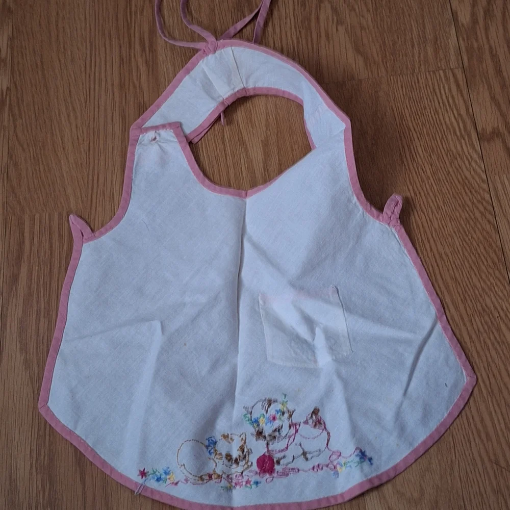 Vintage kitten baby bib EUC